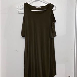 Green off the shoulder dress